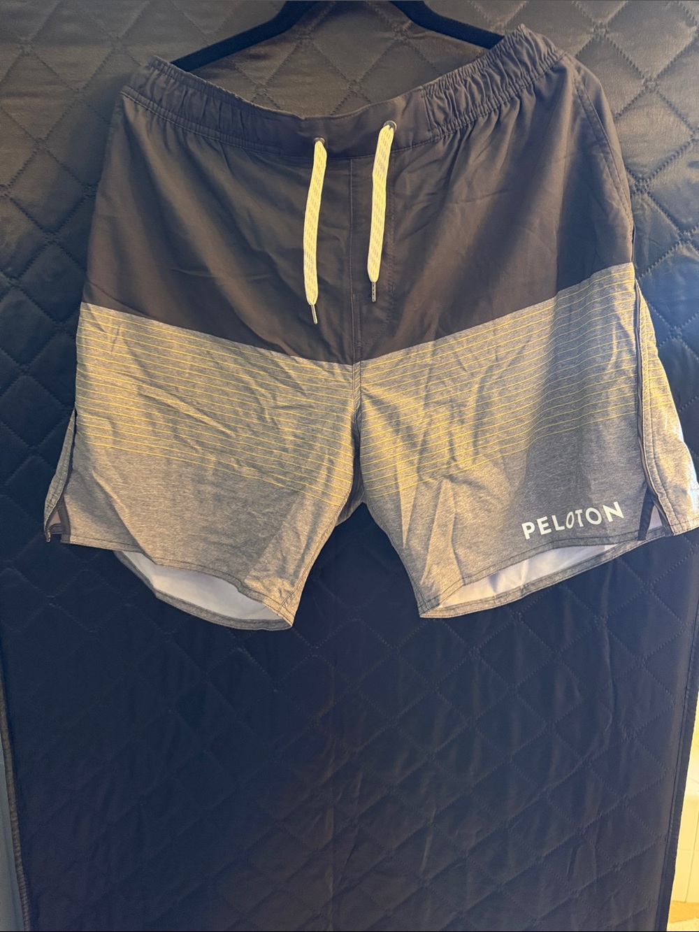 Peloton Men’s Black and Gray Athletic Shorts with Drawstring